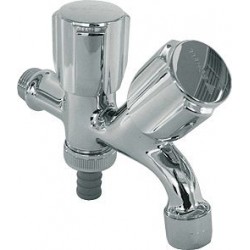 Schell robinet double service avec raccord flexible supplementaire 1/2"chromé