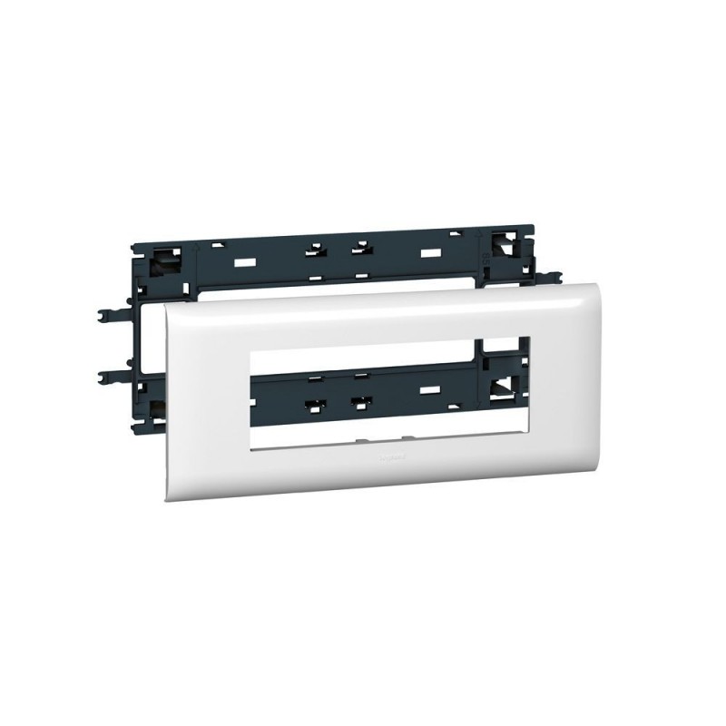 Support Legrand DLP Monobloc 8 Modules Pour Goulotte Mosaic - Blanc, Couvercle 85 Mm - Pour électricité Encastrée